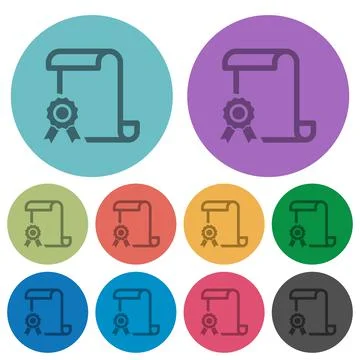 Scroll with certificate on left color darker flat icons Stock Illustration