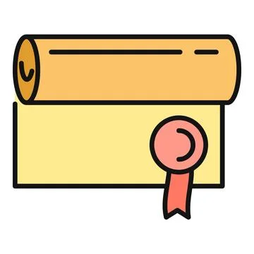 Scroll certificate or diploma with wax seal stamp Stock Illustration