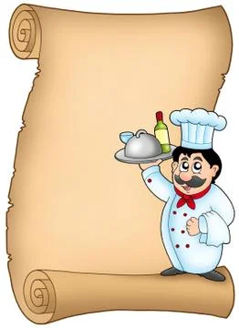 Scroll with chef  Stock Illustration