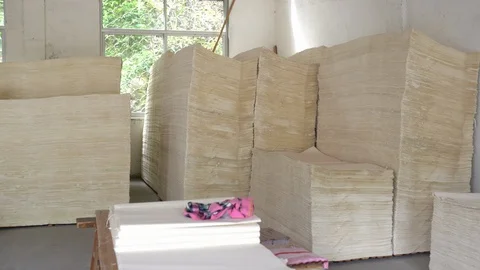 Scroll of chinese handmade rice paper (xuan paper) Stock Footage 107428587
