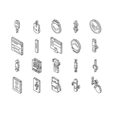 Scroll Computer Mouse Cursor isometric icons set vector Stock Illustration