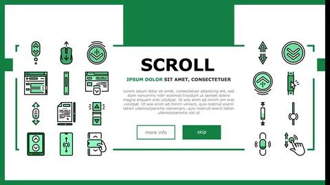 Scroll Computer Mouse Cursor Landing Header Vector Stock Illustration