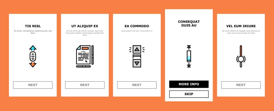 Scroll Computer Mouse Cursor Onboarding Icons Set Vector Stock Illustration