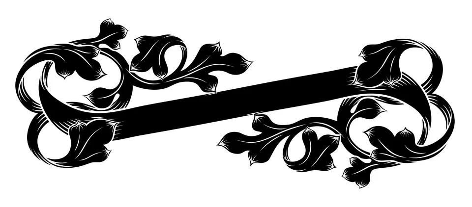 Scroll Crest Heraldic Filigree Pattern Motif Stock Illustration