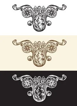 Scroll decorative design element monogram vector illustration Illustrazione stock