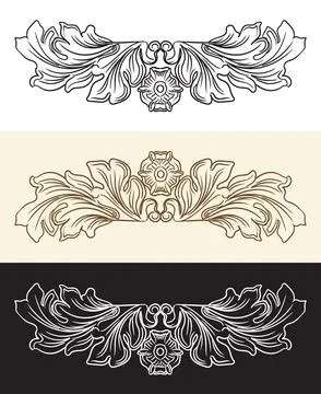 Scroll decorative vegetal ornament design element illustration Stock Illustration