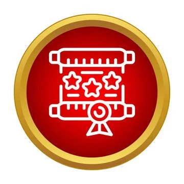 Scroll diploma or certificate showing achievement stars and ribbon Stock Illustration