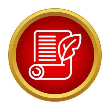 Scroll document and quill pen writing icon Stock Illustration