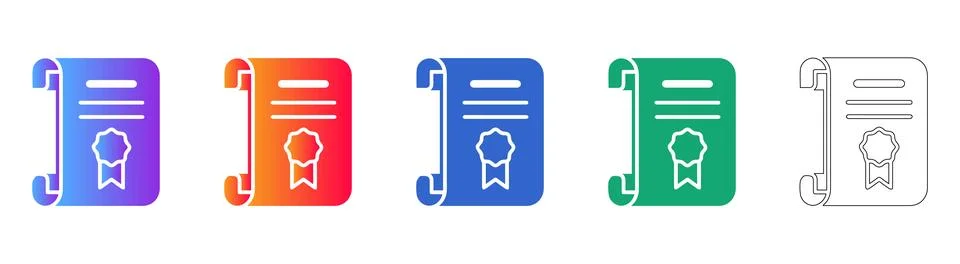 Scroll Document Certificate Icon Set Stock Illustration
