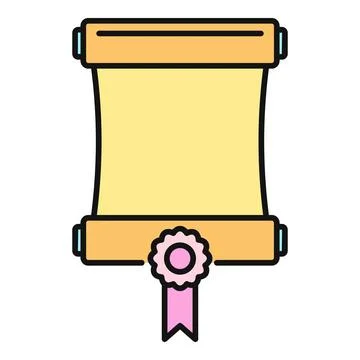 Scroll document with diploma award ribbon icon Stock Illustration