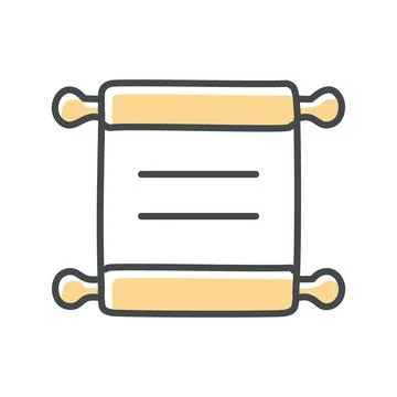 Scroll document icon. Hand drawn scroll document icon with wood sticks. Ide.. Stock Illustration