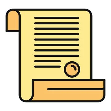 Scroll document icon showing official declaration or certificate Stock Illustration