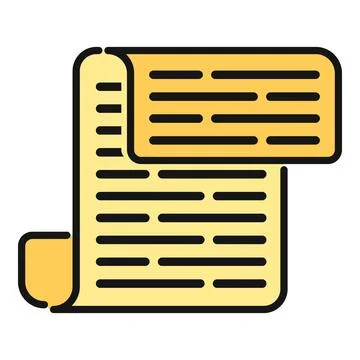 Scroll document with text displaying information or message Illustration