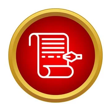 Scroll document with a writing pen icon concept Illustrazione stock