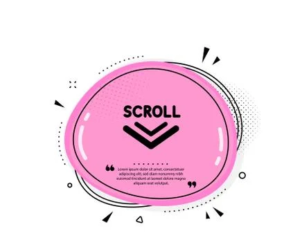 Scroll down arrow icon. Scrolling screen sign. Swipe page. Vector Illustrazione stock