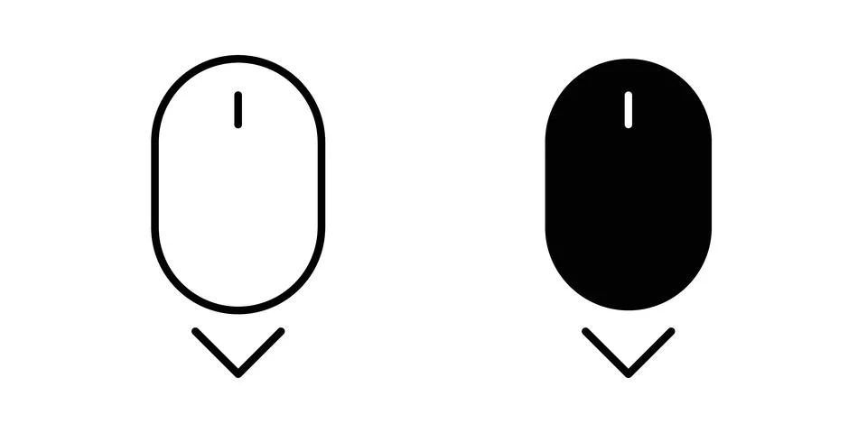 Scroll down computer mouse icon vector, symbol, logo illustrations Stock Illustration