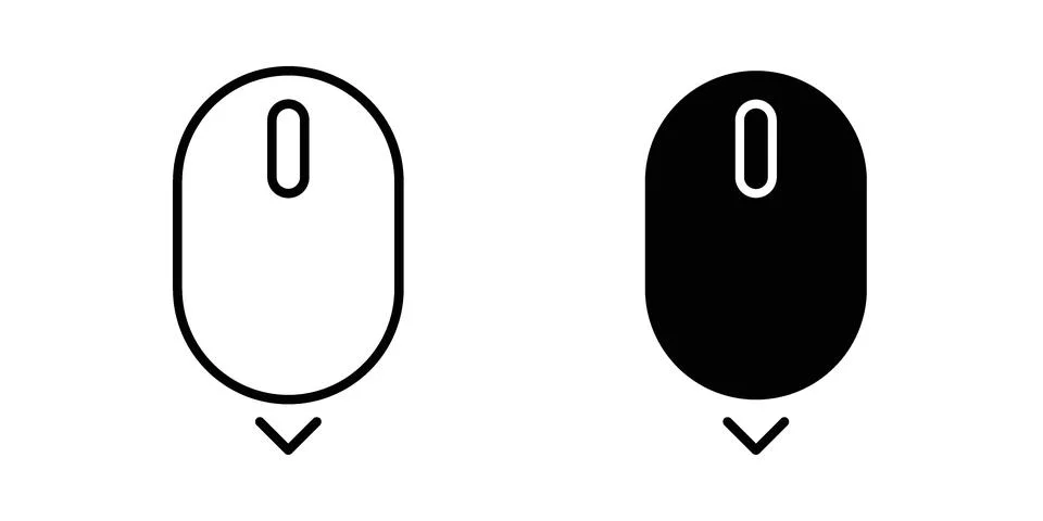 Scroll down computer mouse icon silhouette vector set. thin line pack Stock Illustration