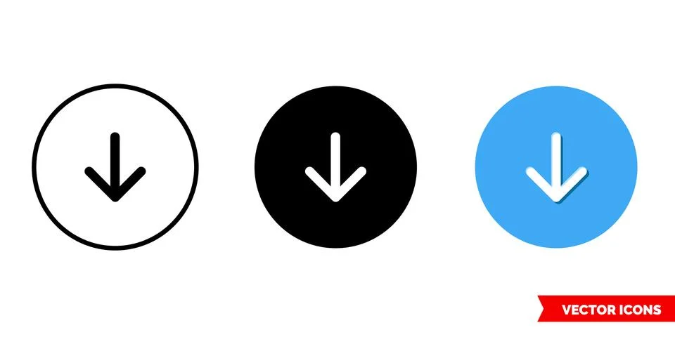 Scroll down icon of 3 types. Isolated vector sign symbol. Illustrazione stock