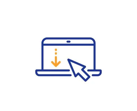 Scroll down laptop line icon. Scrolling screen sign. Swipe page. Vector Stock Illustration