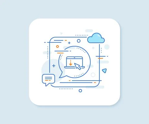 Scroll down laptop line icon. Scrolling screen sign. Swipe page. Vector Stock Illustration