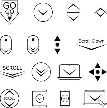 Scroll down line icons Stock Illustration