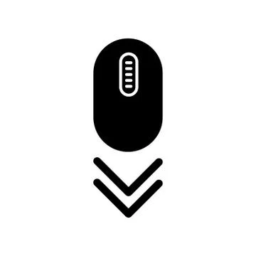 Scroll down mouse black glyph icon. Internet page browsing double arrow. Mode Stock Illustration