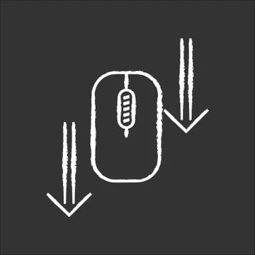 Scroll down mouse chalk white icon on black background. Internet page browsin Stock Illustration