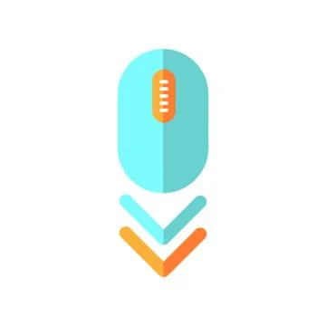 Scroll down mouse flat design cartoon RGB color icon. Internet page browsing  스톡 일러스트