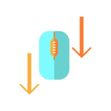 Scroll down mouse flat design cartoon RGB color icon. Internet page browsing  Illustrazione stock