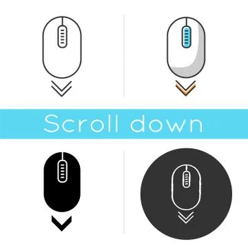 Scroll down mouse icon. Internet page browsing and scrolling. Web cursor poin Illustrazione stock