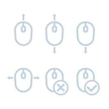 Scroll up, down with mouse vector icons set Illustrazione stock