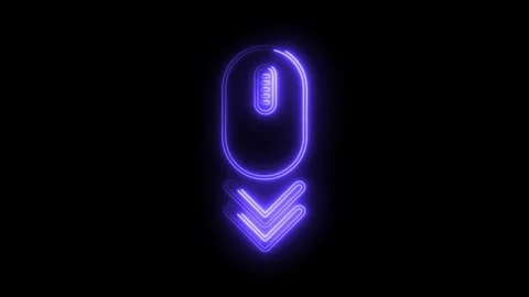 Scroll down neon glowing animation with computer mouse indicator symbol Stock Footage 308179852