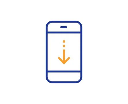 Scroll down phone line icon. Scrolling screen sign. Swipe page. Vector Stock Illustration