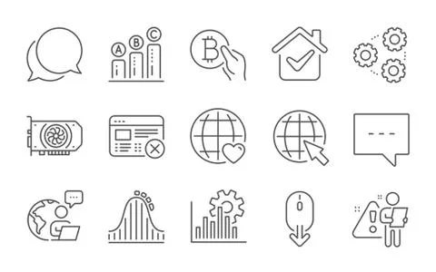 Scroll down, Seo graph and Graph chart icons set. Reject web, Chat message and Stock Illustration