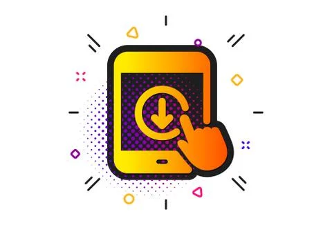 Scroll down tablet pc icon. Scrolling screen sign. Swipe page. Vector Illustrazione stock
