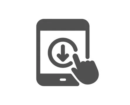 Scroll down tablet pc icon. Scrolling screen sign. Swipe page. Vector Stock Illustration