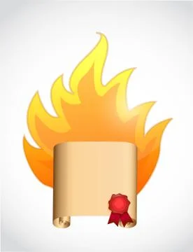 Scroll on fire. illustration design Illustrazione stock