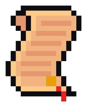 Scroll game pixelated icon vector illustration design. Pixel paper roll, papyrus Stock Illustration
