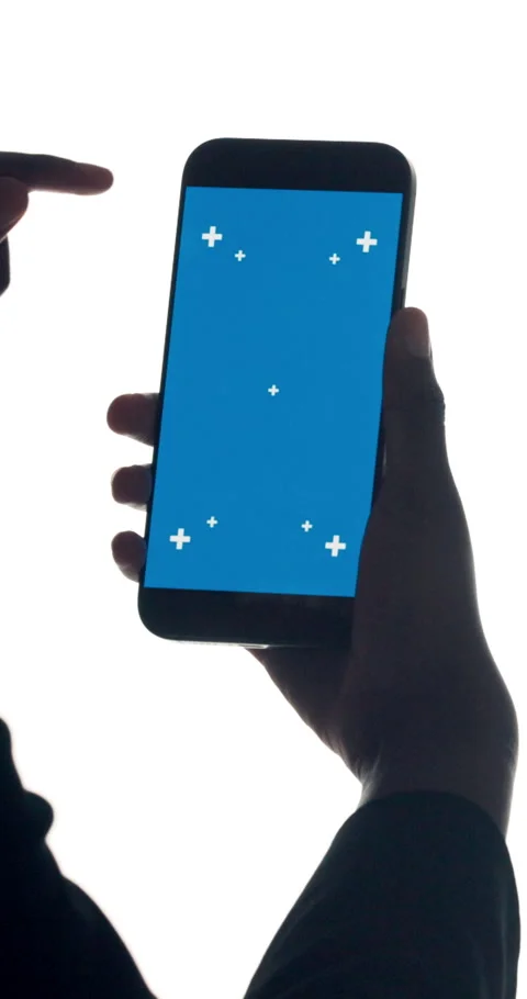 Scroll, green screen or hands in studio with phone, advertisement or app in ux Stock Footage 319072271