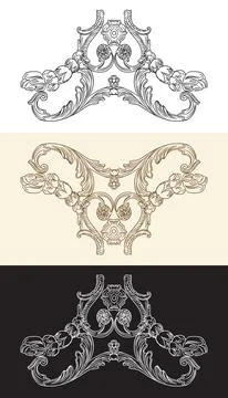 Scroll hand drawing floral design element vector illustration Illustrazione stock