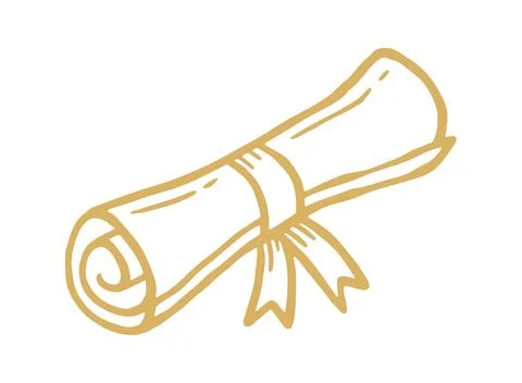 Scroll hand drawn doodle. Vector doodle illustration icon isolated on white b Stock Illustration
