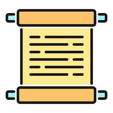 Scroll icon showing ancient document with text Illustrazione stock