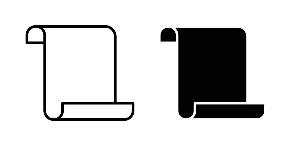 Scroll icon thin line and clipart style vector set Illustrazione stock