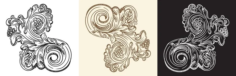 Scroll leaf of grape twisted design element vector illustration Illustrazione stock