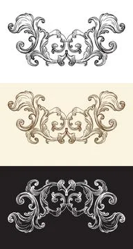 Scroll leaves hand drawing scroll design element vector Stock Illustration
