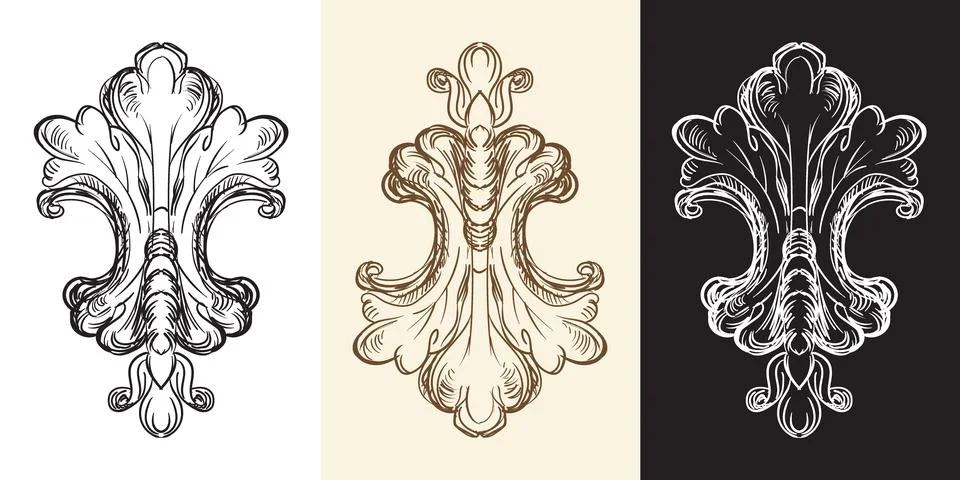Scroll leaves hand drawing scroll design element vector illustration Illustrazione stock