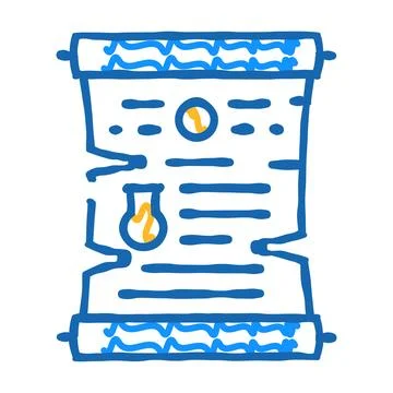 Scroll with magic spell icon doodle illustration Stock Illustration