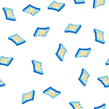 Scroll with magic spell isometric icon seamless pattern Stock Illustration