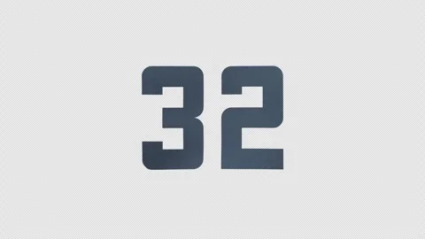 Scroll Number 32. Rolling Number. Transparent Background. Alpha Channel Video stock 291917099