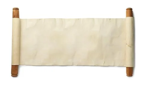 Scroll of old parchment paper isolated on white Stock Photos